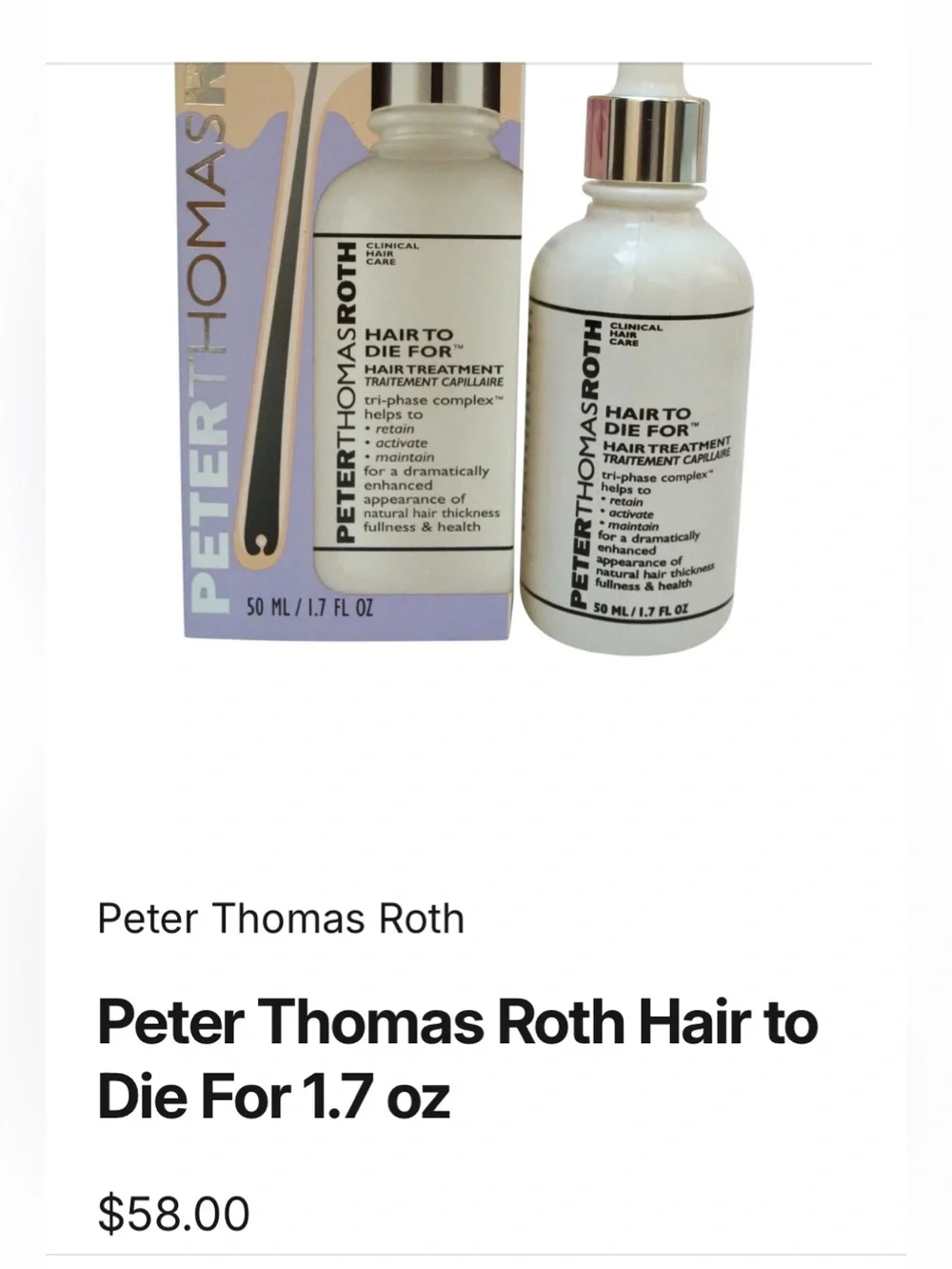 Peter Thomas Roth Hair To Die For, Hair Treatment Clinical Hair Care